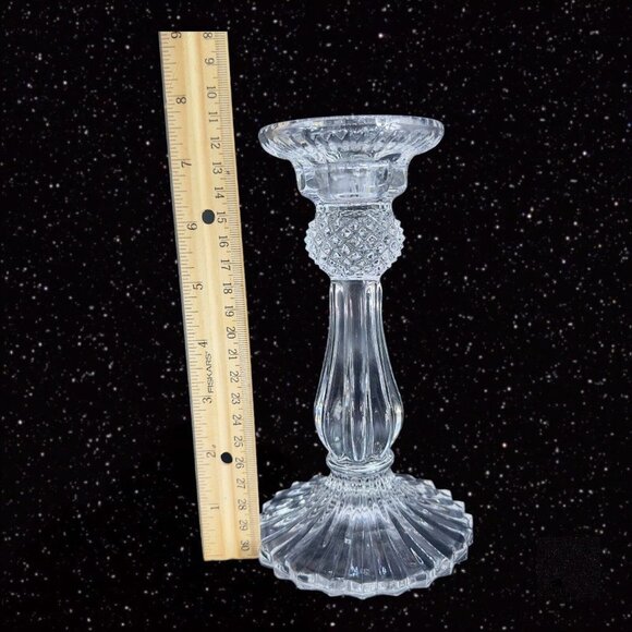 1980s Clear Crystal Diamond Point Candle Stick Holder Set 2 Candle Holder VTG - Picture 5 of 15